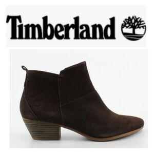 🧑‍🎄 TIMBERLAND Carelton Chocolate Brown Suede Zip-up Ankle Booties NWOB 7.5